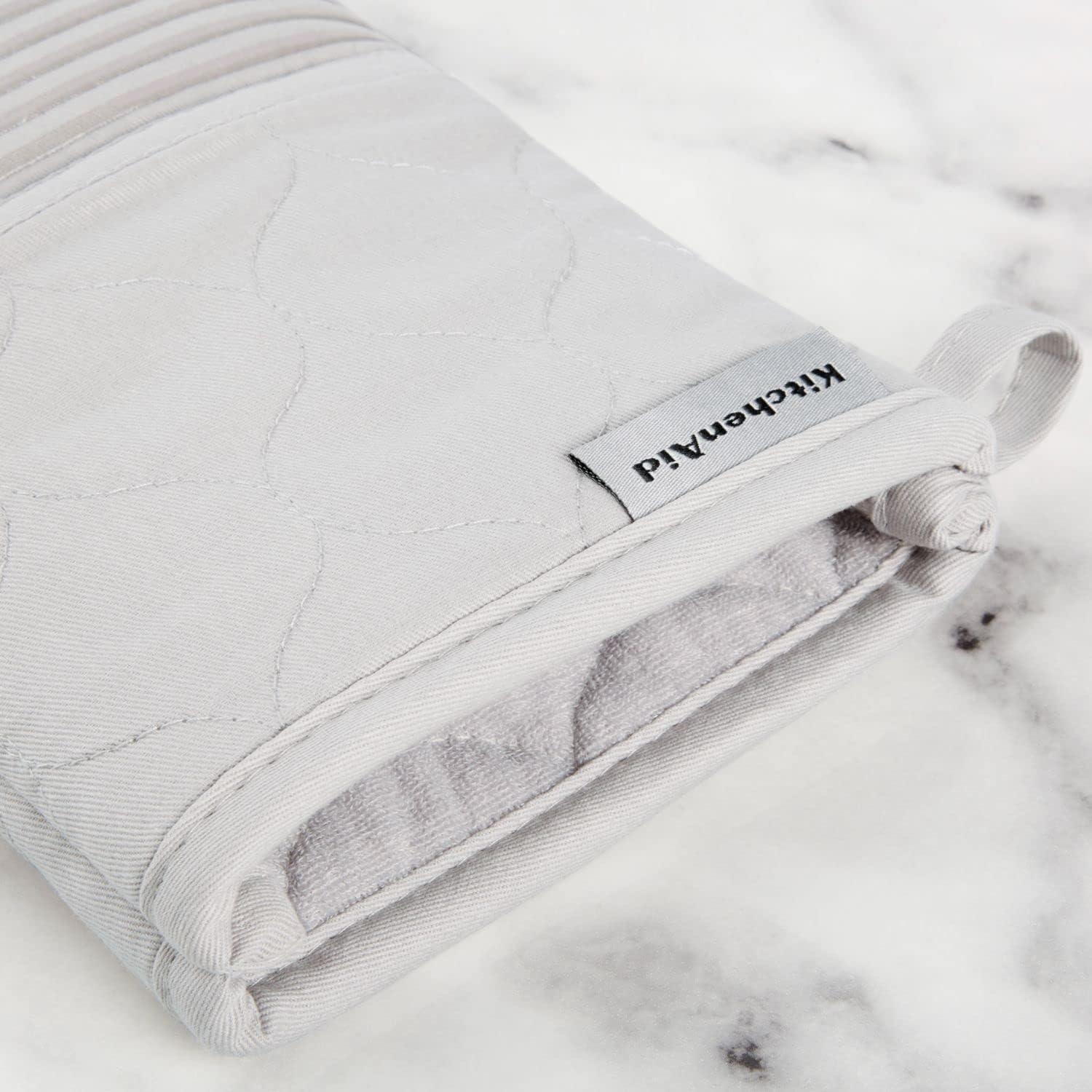 imageKITCHENAID Quilted Cotton Terry Cloth Oven Mitt Pot Holder Kitchen Towel 4Pack Set Heat Resistant Silicone Grip Gift Set Passion Red 16x26 7x13 amp 7x10Matte Grey