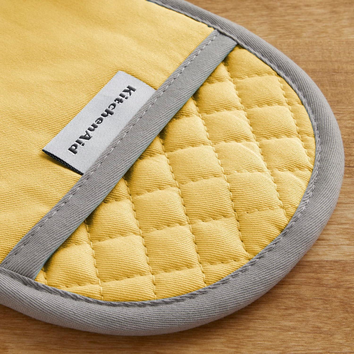 imageKitchenAid Asteroid Pot Holder 2Pack Set Charcoal Grey 65x10Buttercup Yellow