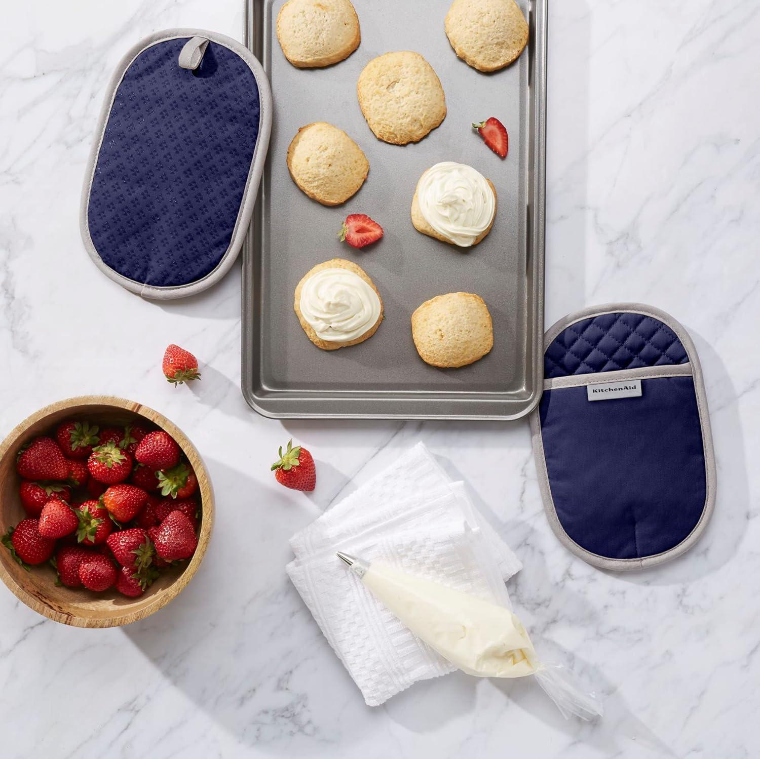 imageKitchenAid Asteroid Pot Holder 2Pack Set Charcoal Grey 65x10Cobalt Blue