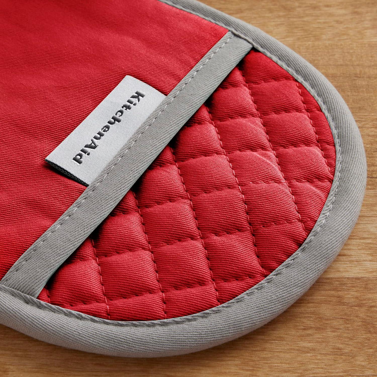 imageKitchenAid Asteroid Pot Holder 2Pack Set Charcoal Grey 65x10Fire Red