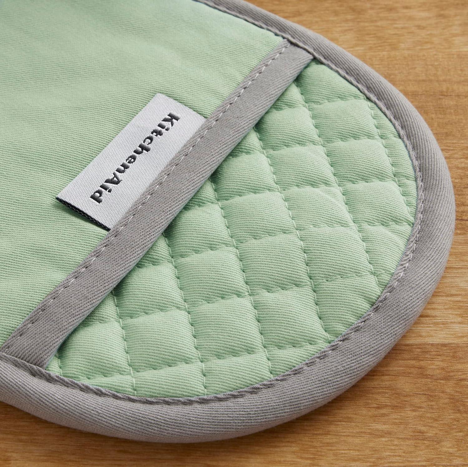 imageKitchenAid Asteroid Pot Holder 2Pack Set Charcoal Grey 65x10Pistachio Green