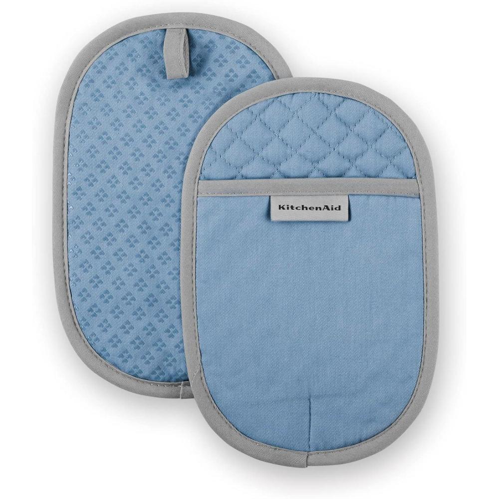 imageKitchenAid Asteroid Pot Holder 2Pack Set Charcoal Grey 65x10Blue Velvet