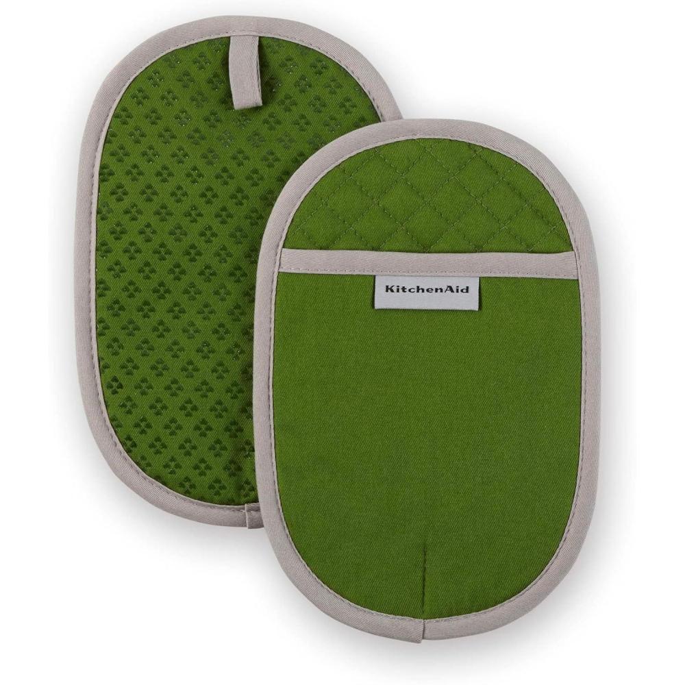 imageKitchenAid Asteroid Pot Holder 2Pack Set Charcoal Grey 65x10Matcha Green