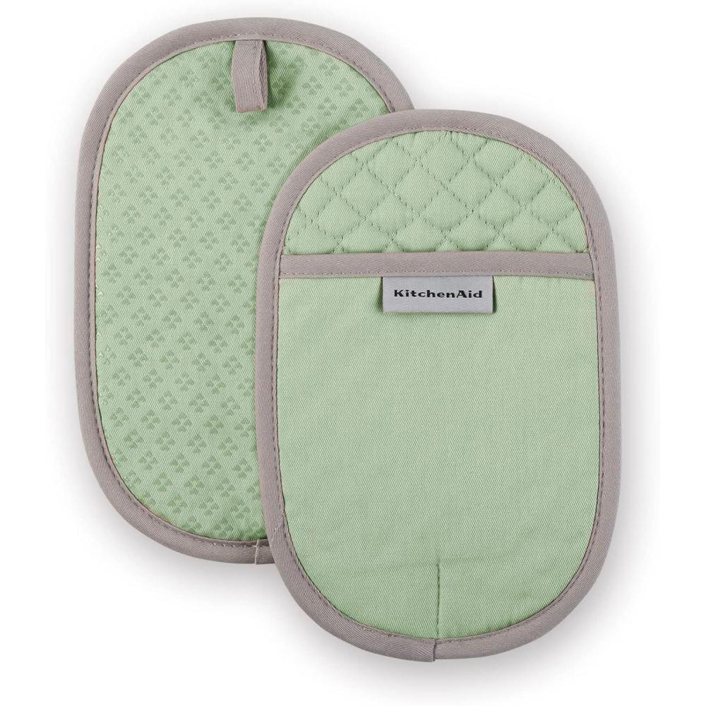 imageKitchenAid Asteroid Pot Holder 2Pack Set Charcoal Grey 65x10Pistachio Green