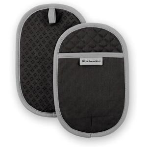 KitchenAid Asteroid Pot Holder 2-Pack Set, Charcoal Grey, 6.5″x10″(Black)