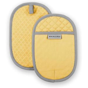 KitchenAid Asteroid Pot Holder 2-Pack Set, Charcoal Grey, 6.5″x10″(Buttercup Yellow)