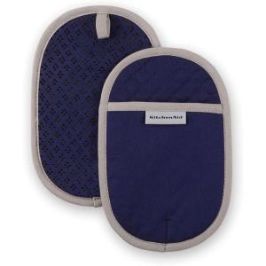 KitchenAid Asteroid Pot Holder 2-Pack Set, Charcoal Grey, 6.5″x10″(Cobalt Blue)