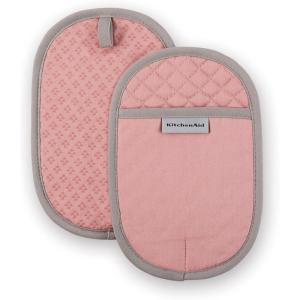 KitchenAid Asteroid Pot Holder 2-Pack Set, Charcoal Grey, 6.5″x10″(Dried Rose)