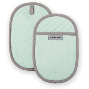 KitchenAid Asteroid Pot Holder 2-Pack Set, Charcoal Grey, 6.5″x10″(Mineral Water Aqua)