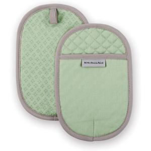 KitchenAid Asteroid Pot Holder 2-Pack Set, Charcoal Grey, 6.5″x10″(Pistachio Green)