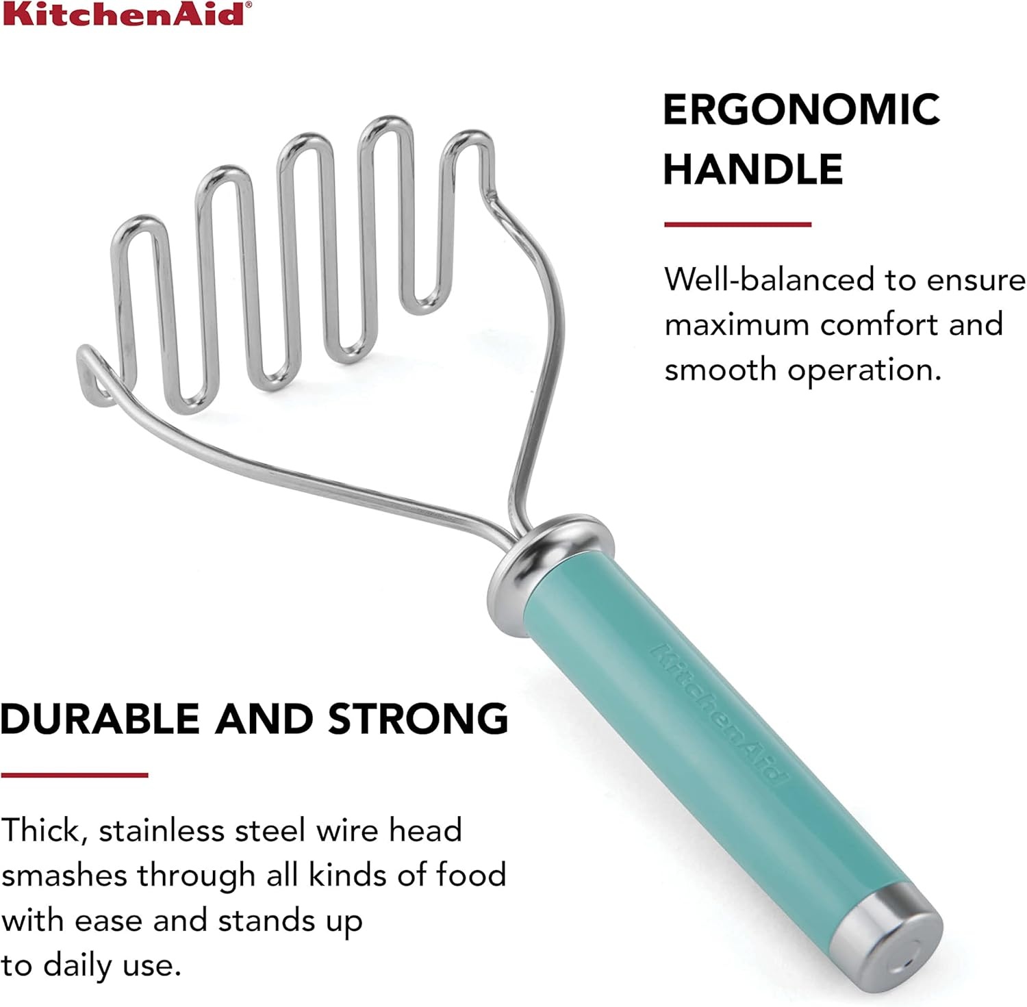 imageKitchenAid Gourmet Stainless Steel Wire Masher 1024Inch BlackAqua Sky