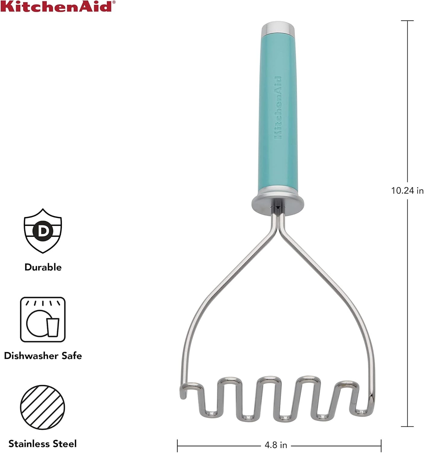 imageKitchenAid Gourmet Stainless Steel Wire Masher 1024Inch BlackAqua Sky