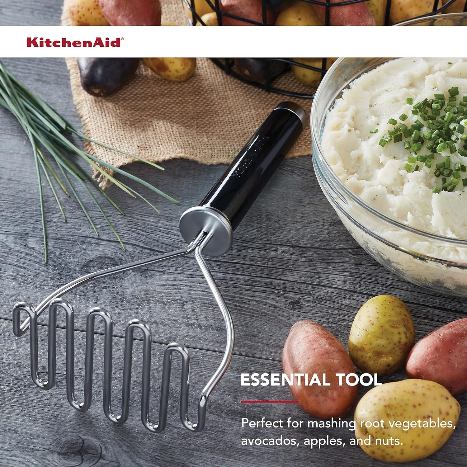 imageKitchenAid Gourmet Stainless Steel Wire Masher 1024Inch BlackBlack