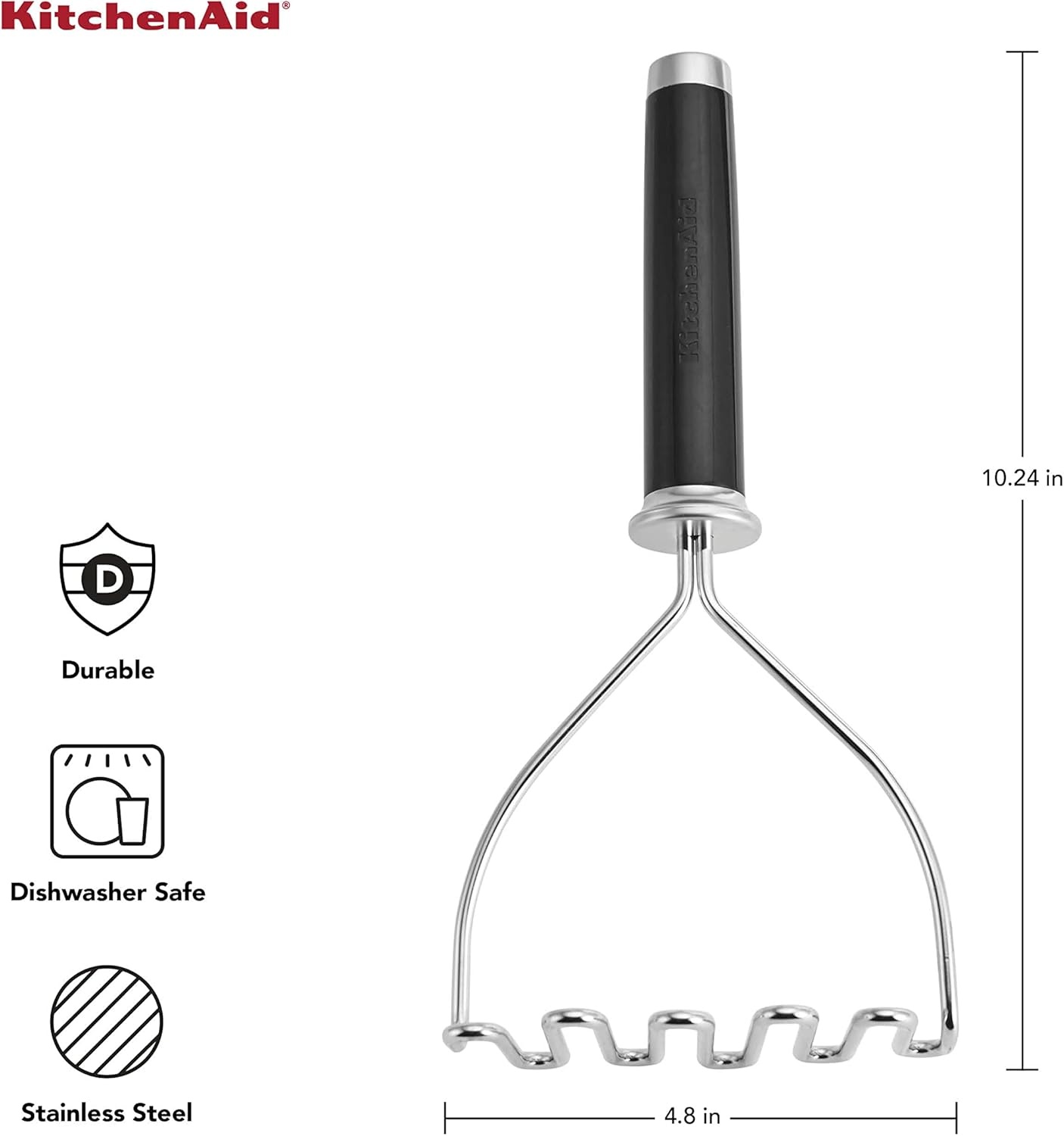 imageKitchenAid Gourmet Stainless Steel Wire Masher 1024Inch BlackBlack