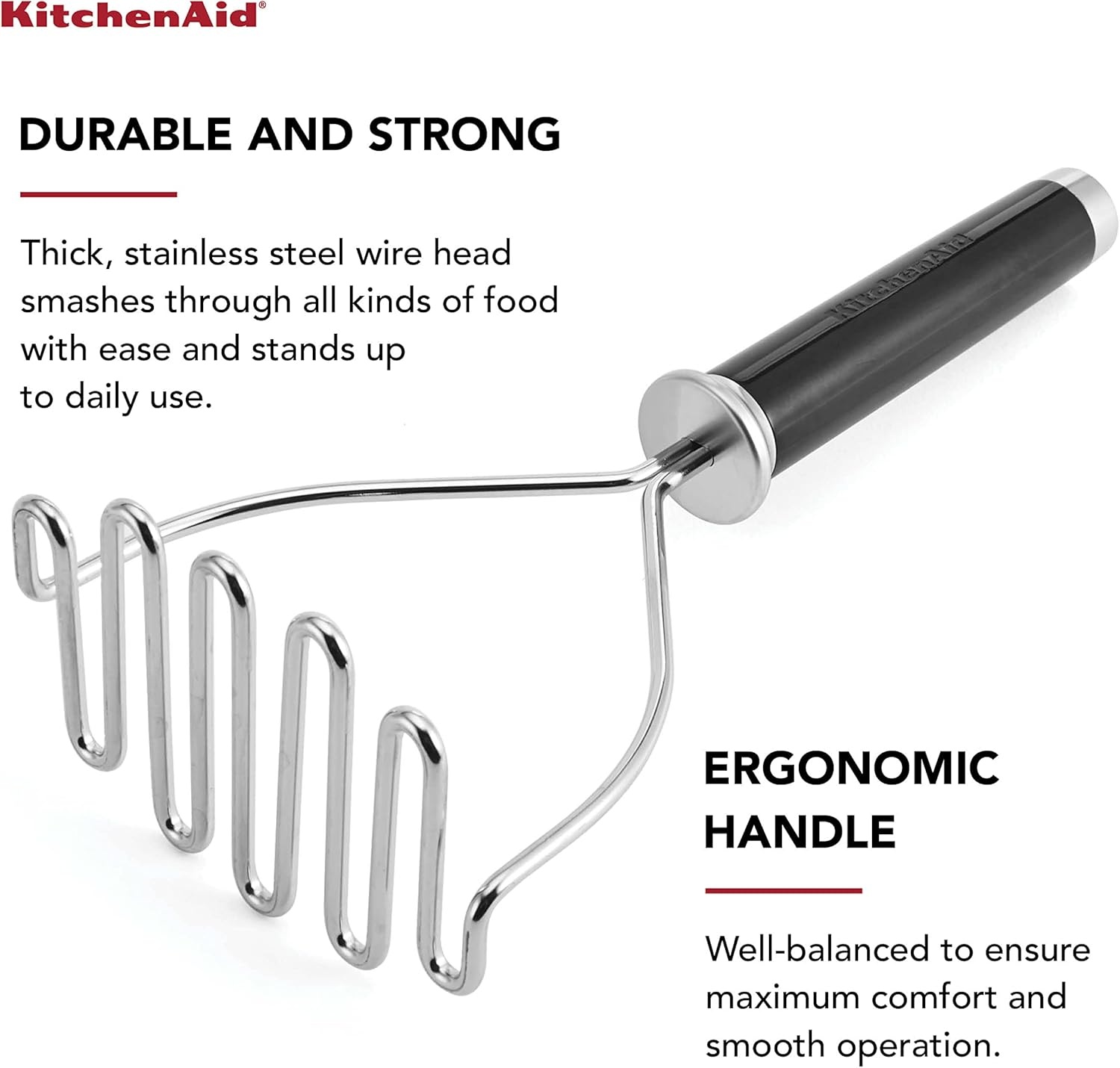 imageKitchenAid Gourmet Stainless Steel Wire Masher 1024Inch BlackBlack
