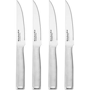 KitchenAid Gourmet Forged Triple-Rivet Serrated Bread Knife with Custom-Fit Blade Cover, 8-inch, Sharp Kitchen Knife, Japanese Stainless Steel Blade, Black(8-Inch Bread Knife)